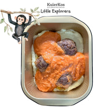 Load image into Gallery viewer, Little Explorers Meat Balls in Tomato Sauce with mash