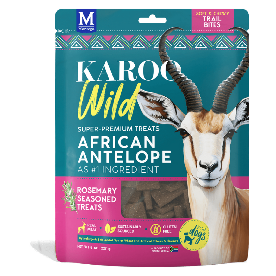 Karoo Wild Rosemary Seasoned Trail Bites Soft & Chewy Dog Treats 227g bag