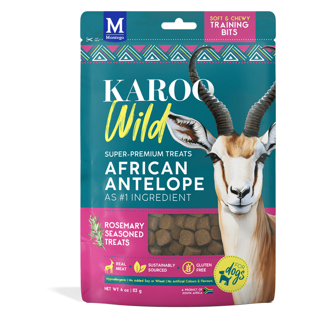 Karoo Wild Rosemary Seasoned Training Bits Soft & Chewy Dog Treats 113g bag